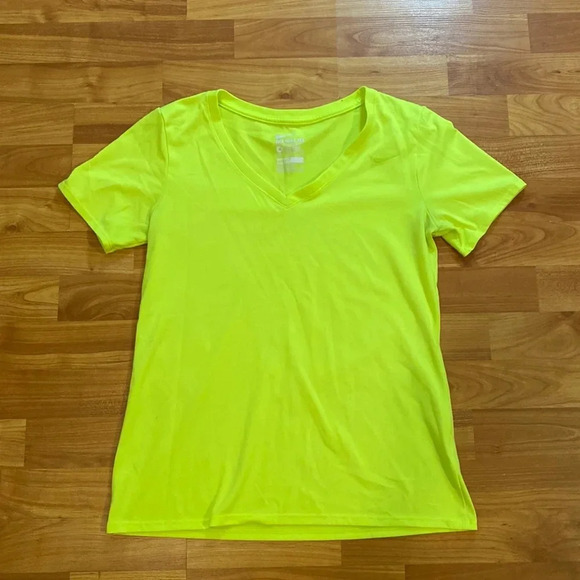 Nike Tops - Nike DriFit VNeck Tee in Neon Yellow